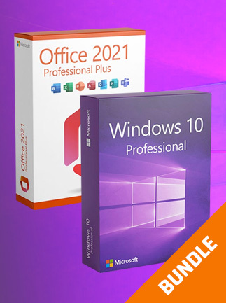 حزمة Microsoft Windows 10 Professional وMicrosoft Office 2021 Professional Plus (PC) - مفتاح Microsoft - عالمي