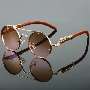 Alternative view of KAMMPT Vintage Round Sunglasses Men Fashion Double Bridge Multicolor Shades Women Retro Trendy Brand Luxury Design Sun Glasses