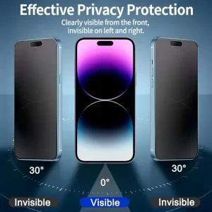 Alternative view of 3Pcs Oleophobic Dust Free Easy Installation Matte Privacy Screen Protector for IPhone 16 15 11 12 13 14 Pro Max Plus XS 17 Glass