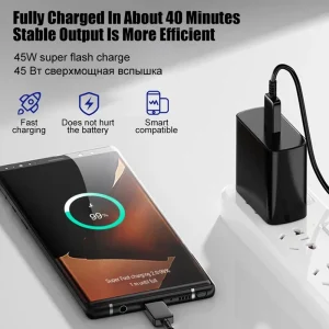 Alternative view of 45W PD Super fast charge for  S22 S23 Ultra Note 10+ 5G USB C Mobile Phone Type C US/EU/UK  Fast Quick Charging Wall Adapter