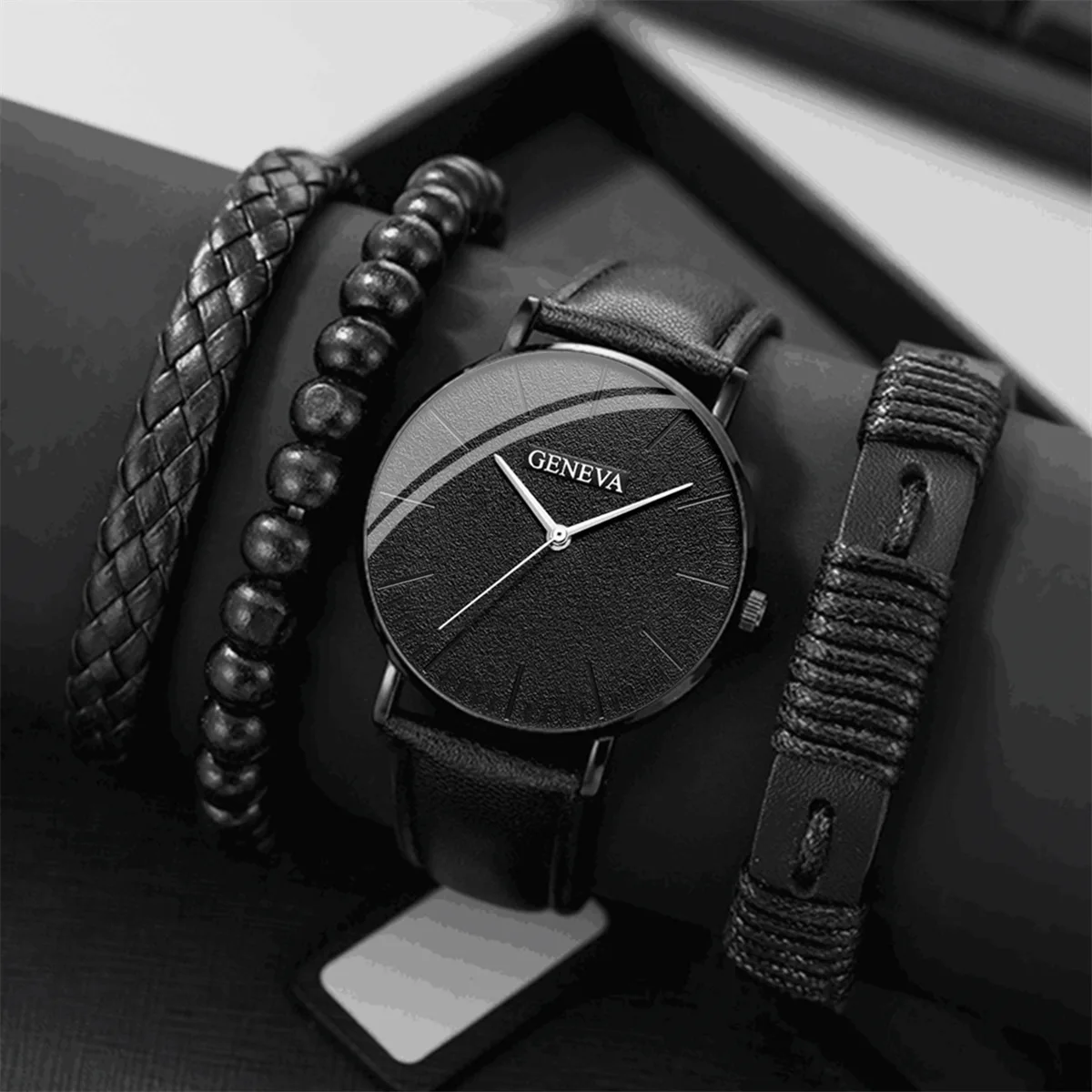 New Men Watch Luxury Bracelet Set Fashion Business Brown Leather Quartz Wrist Watches for Men Gift Set Relogio Masculino NO BOX - Image 10