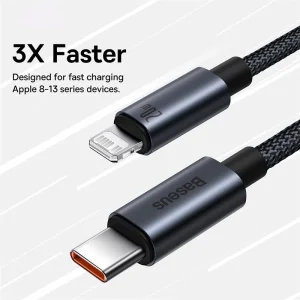 Alternative view of Baseus USB Cable For iPhone 13 12 11 pro max iPhone USB Cable Fast Charging For iPhone X XR 8 USB Type C to lightning Cable