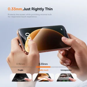 Alternative view of Baseus Tempered Glass for iPhone 17 16 15 14 13 12 Pro Max Screen Protector HD With Cleaning Kit Anti Peeping Dust-proof Glass