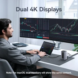 Alternative view of Baseus 12-in-1 USB C HUB to HDMI 4K@60Hz Dual Display USB 3.2 Adapter with RJ45 SD TF PD 100W Docking Station for Window Mac Hub