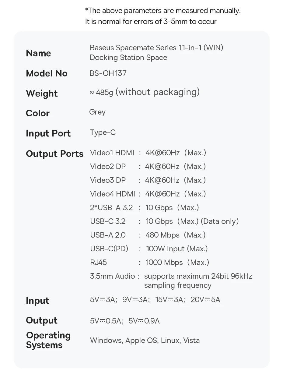 Baseus 12-in-1 USB C HUB to HDMI 4K@60Hz Dual Display USB 3.2 Adapter with RJ45 SD TF PD 100W Docking Station for Window Mac Hub - Image 30