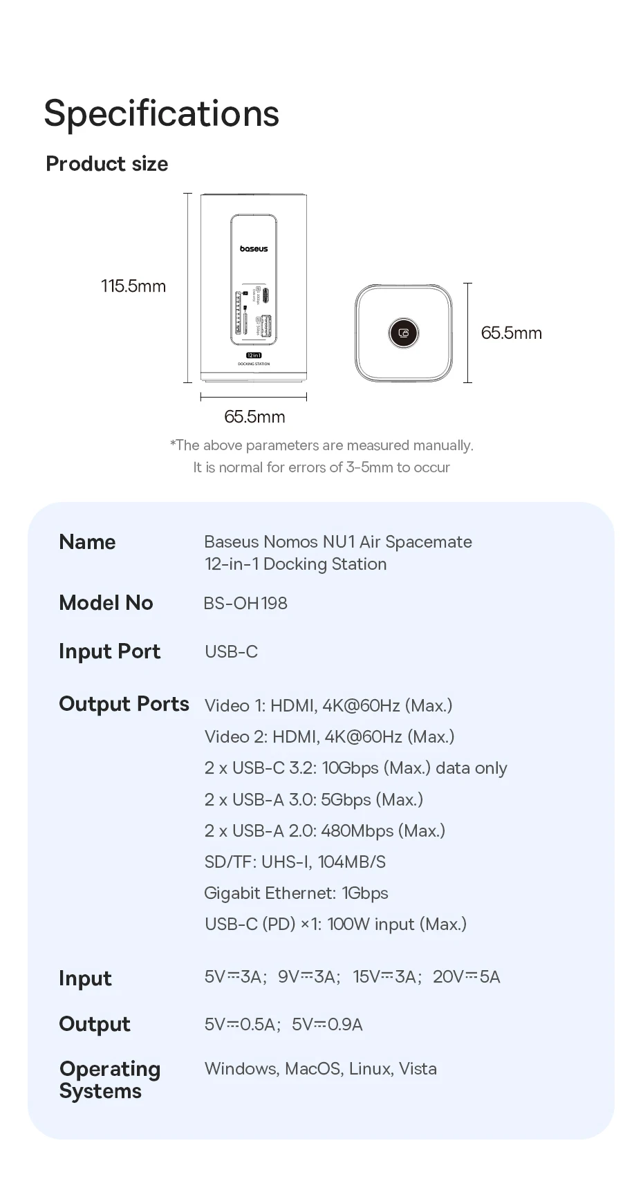 Baseus 12-in-1 USB C HUB to HDMI 4K@60Hz Dual Display USB 3.2 Adapter with RJ45 SD TF PD 100W Docking Station for Window Mac Hub - Image 26