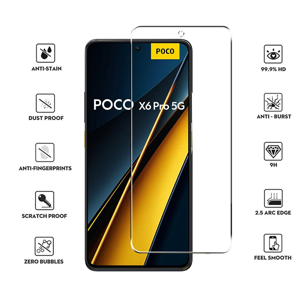 4PCS Tempered Glass For POCO X6 X7 X5 X4 X3 F7 F6 F5 GT Pro Screen Protectors For POCO M6 M5 M3 Pro 5G C65 C40 Protective Glass - Image 3